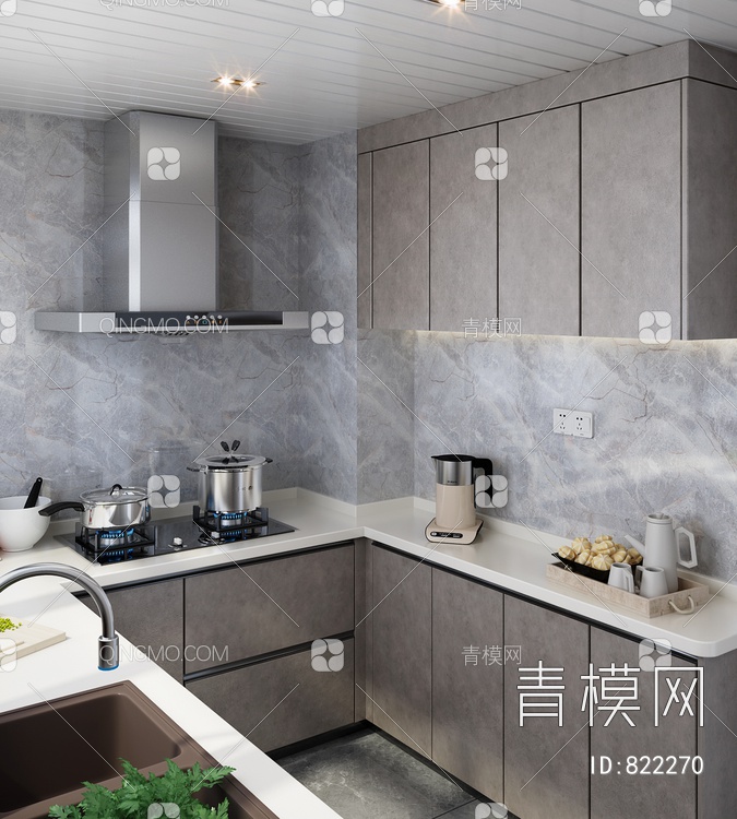 厨房 橱柜 壁柜3D模型下载【ID:822270】