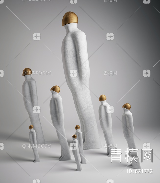 人物抽象雕塑3D模型下载【ID:821772】