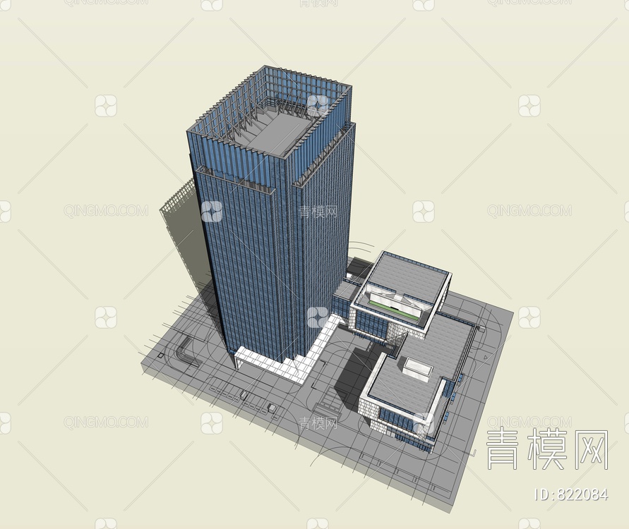 高层办公楼SU模型下载【ID:822084】