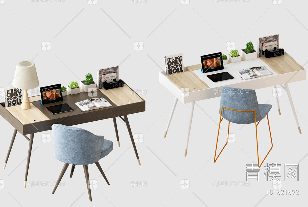 书桌椅组合3D模型下载【ID:821892】