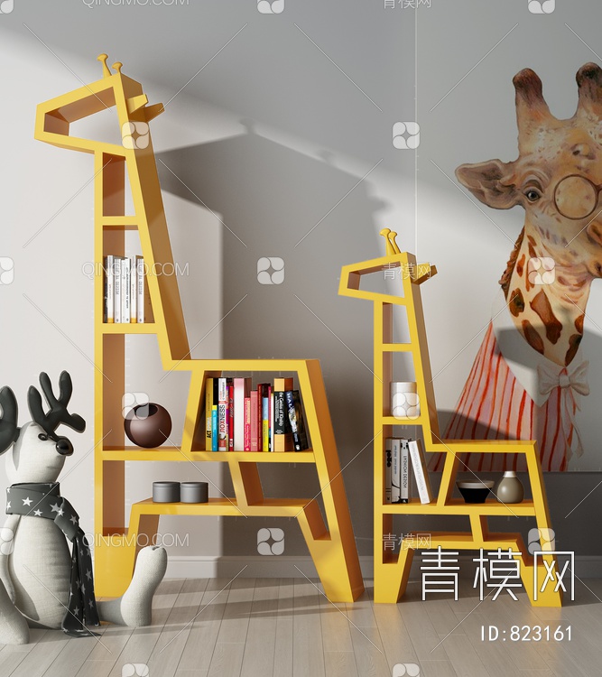 长颈鹿造型儿童书架3D模型下载【ID:823161】