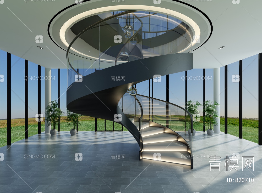 旋转楼梯 铁艺楼梯3D模型下载【ID:820710】