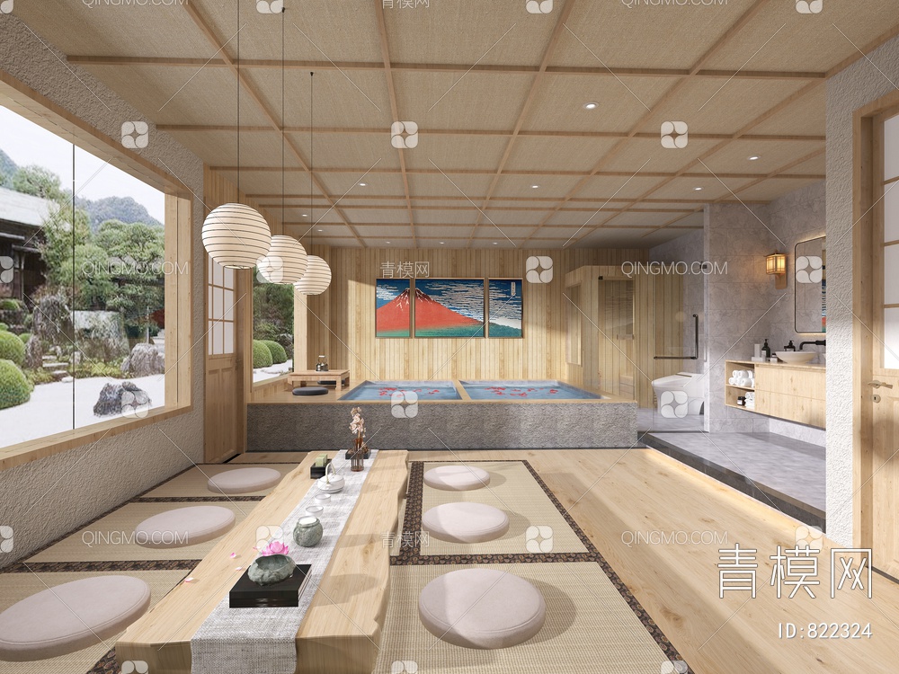 酒店禅室茶室 泳池3D模型下载【ID:822324】