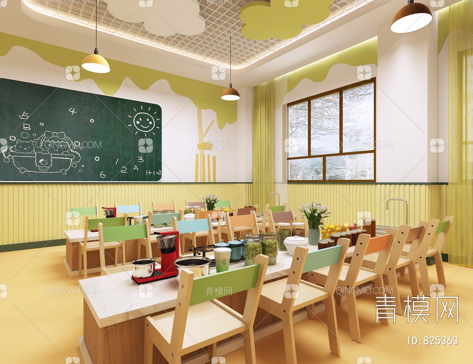 幼儿园烘焙室 儿童厨房3D模型下载【ID:825363】