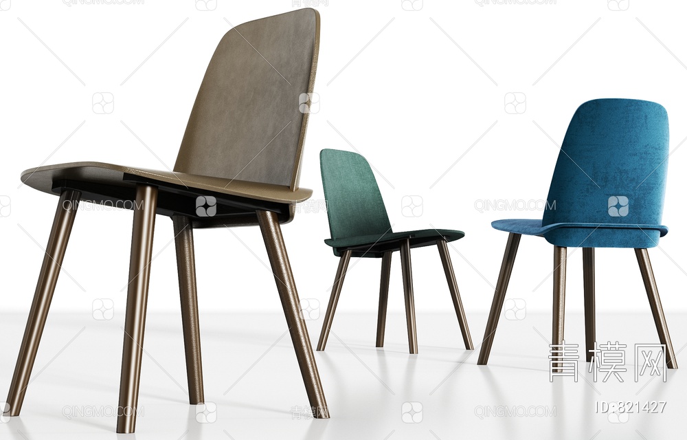 金属皮革绒布单椅3D模型下载【ID:821427】