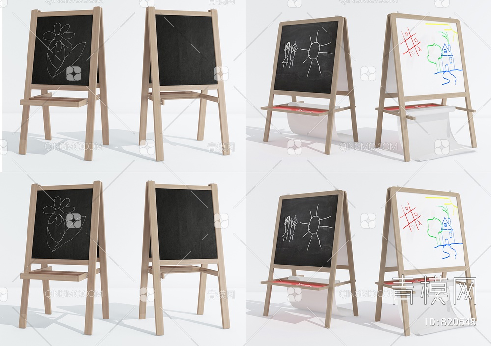 儿童黑板画板，写字3D模型下载【ID:820548】