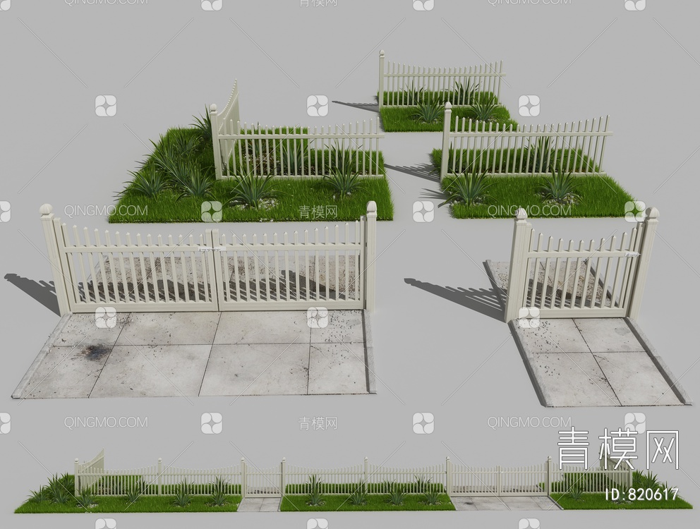 围栏 栅栏 花园围栏3D模型下载【ID:820617】
