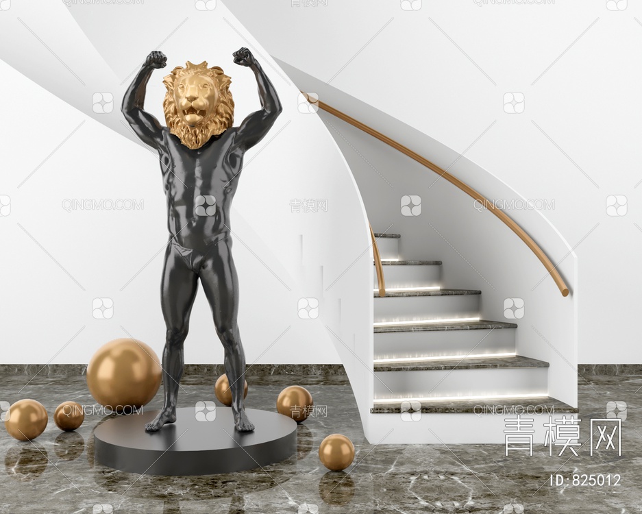 狮子雕塑3D模型下载【ID:825012】