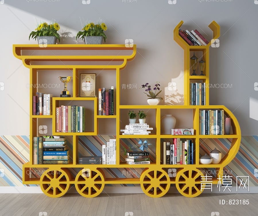 火车造型儿童书柜3D模型下载【ID:823185】
