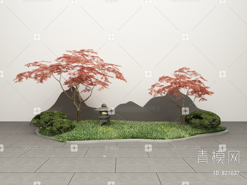 红枫 树 植物 中3D模型下载【ID:821637】