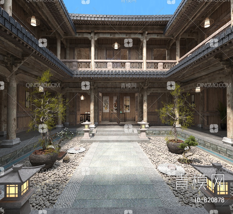 古建四合院3D模型下载【ID:820878】