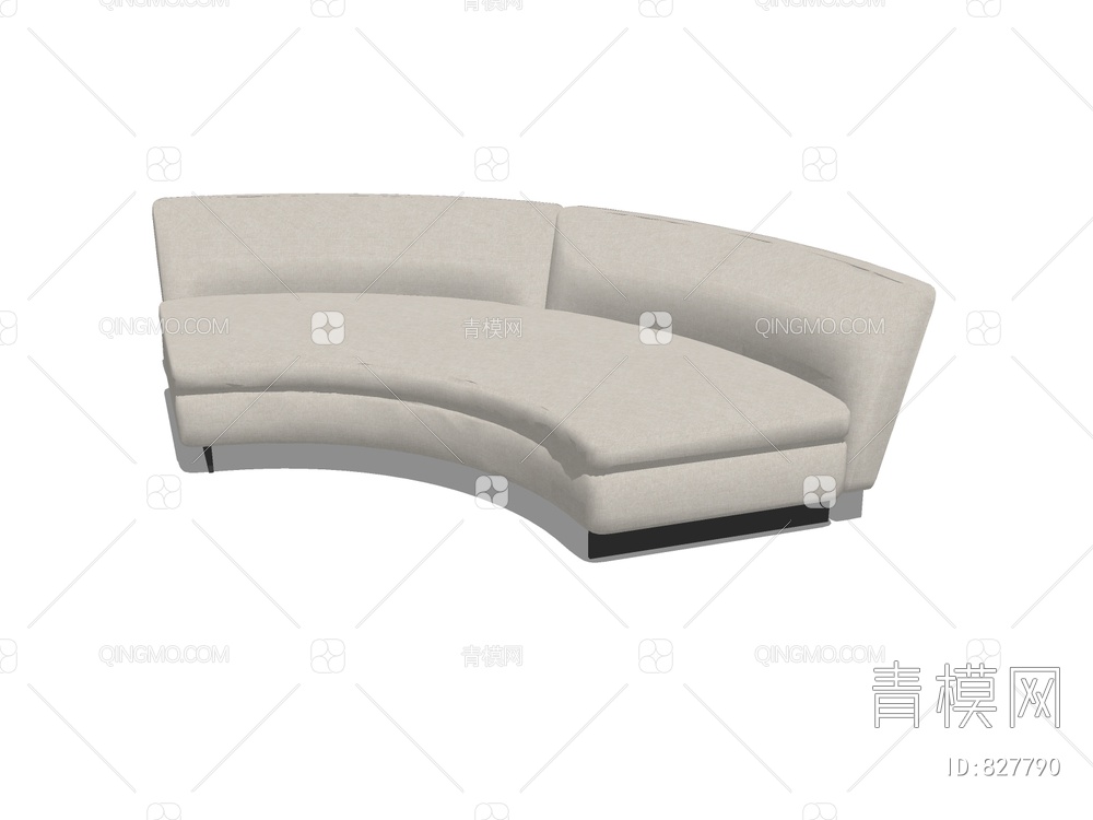 Minotti白色弧形单体沙发SU模型下载【ID:827790】