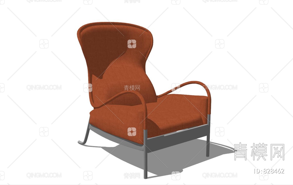 橙色绒布椅SU模型下载【ID:828462】