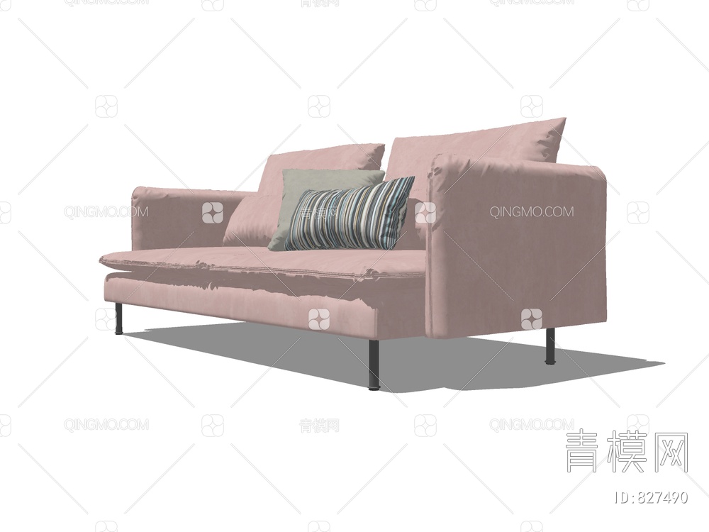 粉色双人沙发SU模型下载【ID:827490】