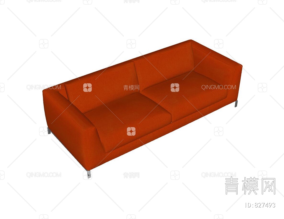 红色双人沙发SU模型下载【ID:827493】