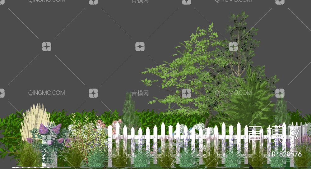 庭院景观植物花园SU模型下载【ID:828576】