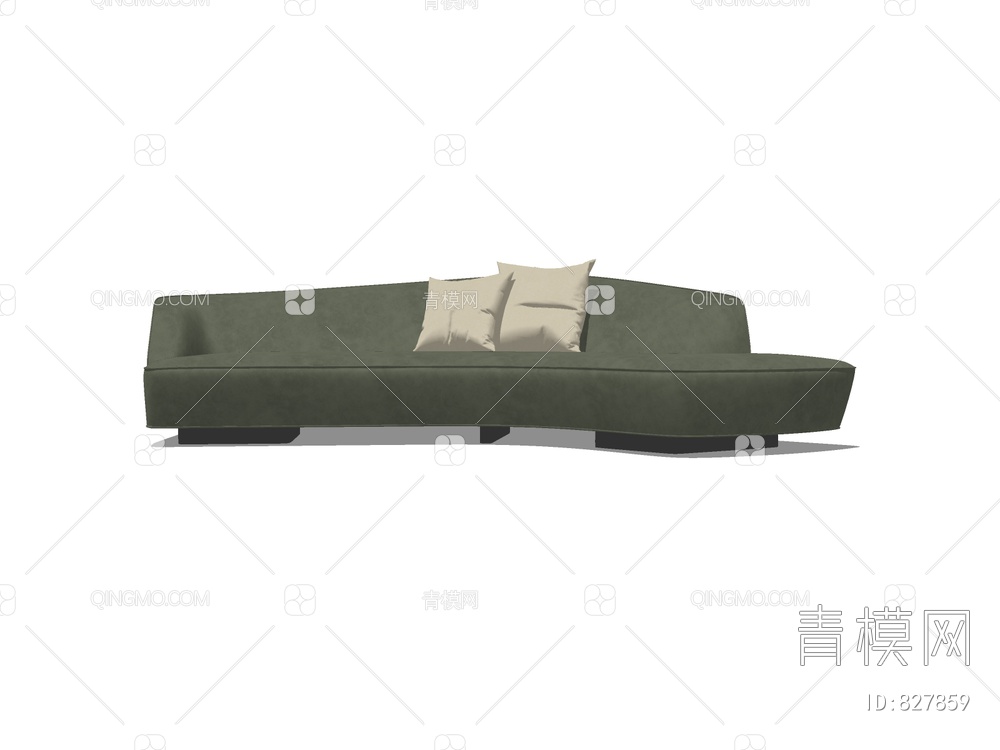 意大利灰绿色沙发SU模型下载【ID:827859】