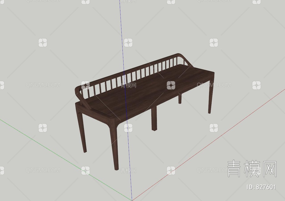 木质双人沙发SU模型下载【ID:827601】