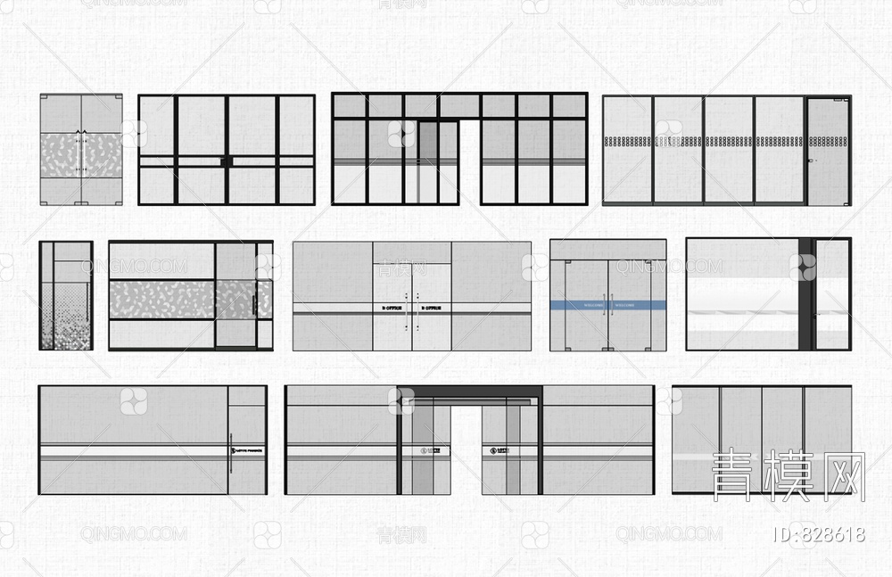 办公大门SU模型下载【ID:828618】