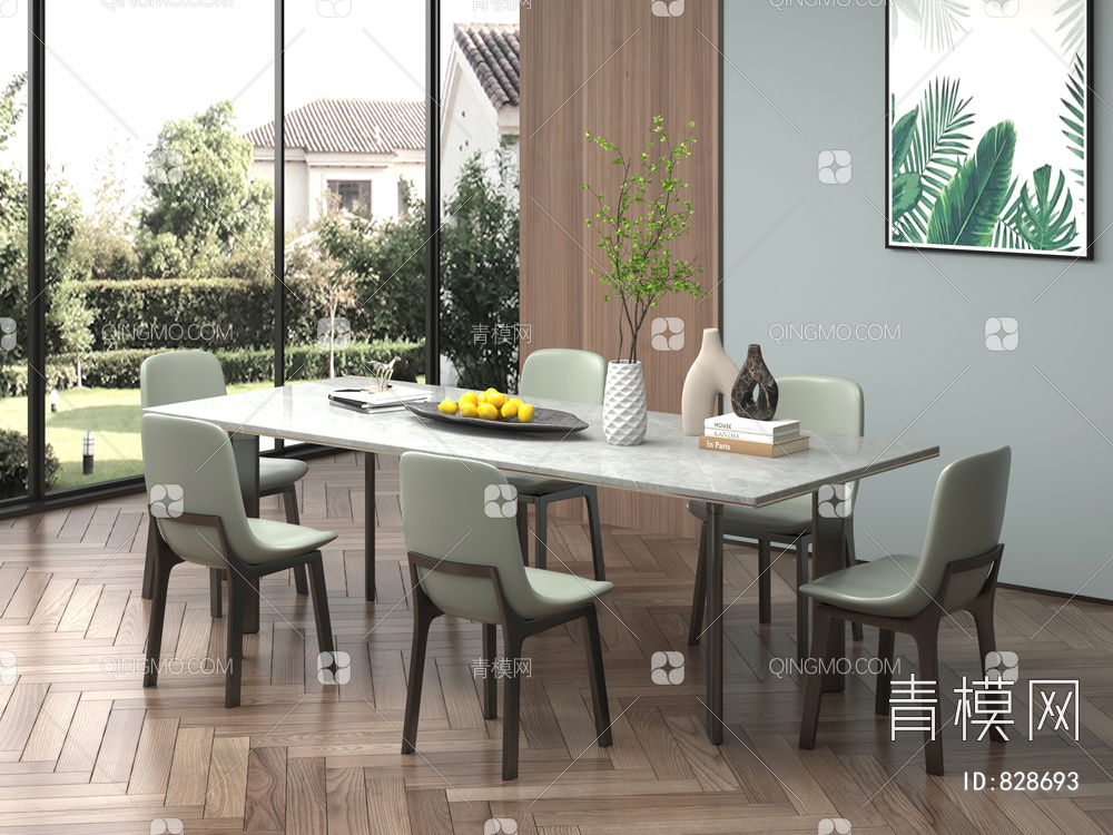 餐桌椅组合3D模型下载【ID:828693】