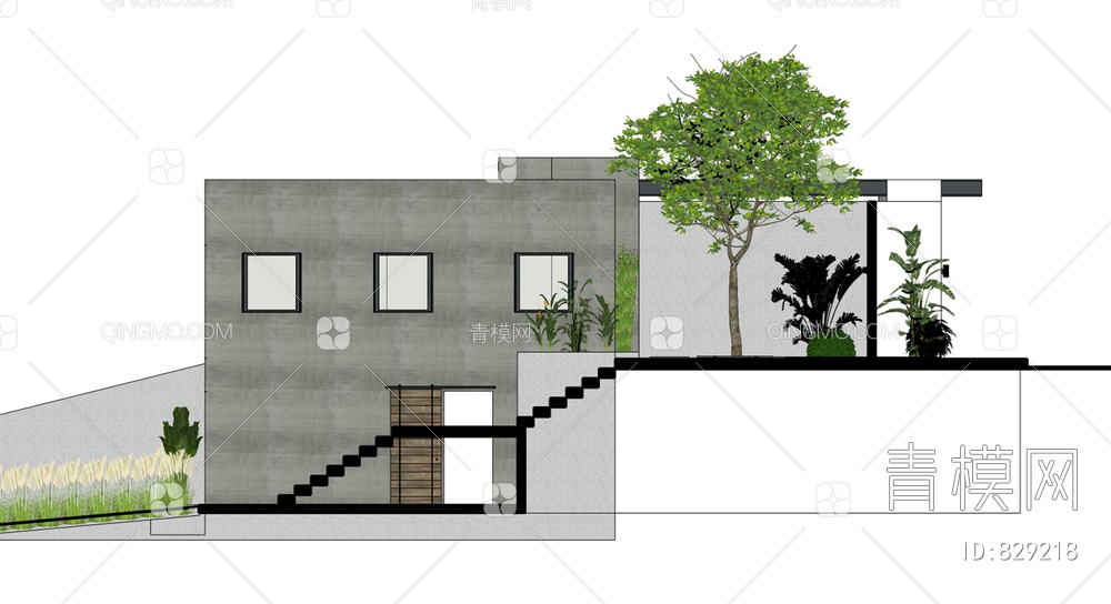 入口建筑SU模型下载【ID:829218】