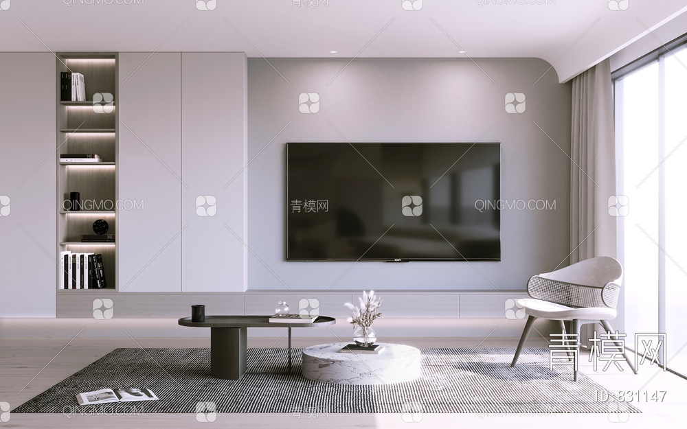 电视墙，形象墙，客厅，电视3D模型下载【ID:831147】