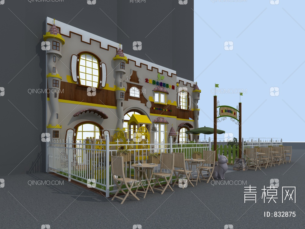 幼儿园外观 早教外观 城堡外观3D模型下载【ID:832875】