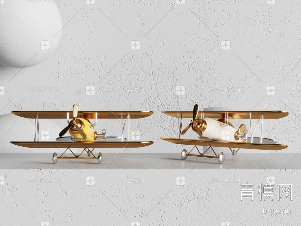 玩具老式飞机摆件SU模型下载【ID:832701】