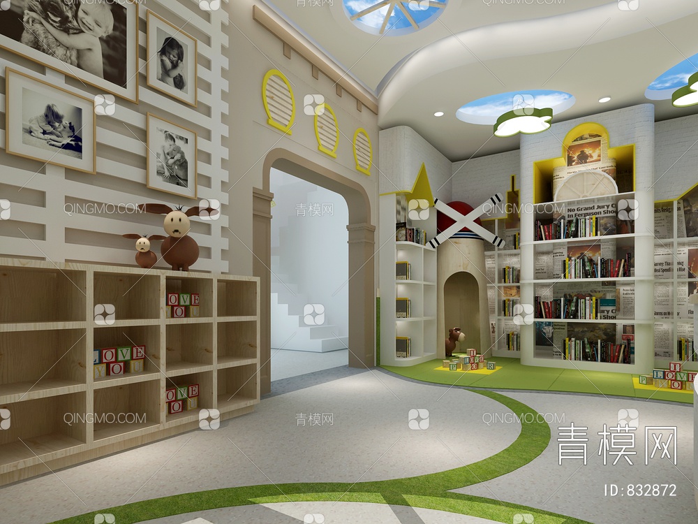 幼儿园大厅 早教大厅 幼儿园 幼儿园背景墙3D模型下载【ID:832872】