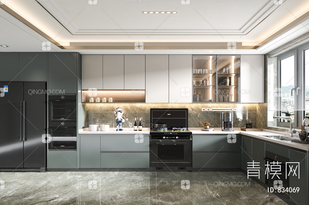 厨房，集成厨房，集成灶，厨房，厨房，橱柜3D模型下载【ID:834069】