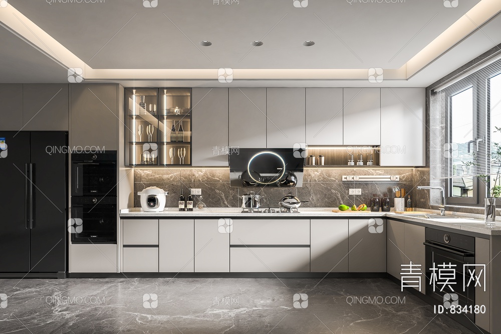 厨房，集成厨房，集成灶，厨房，厨房，橱柜3D模型下载【ID:834180】