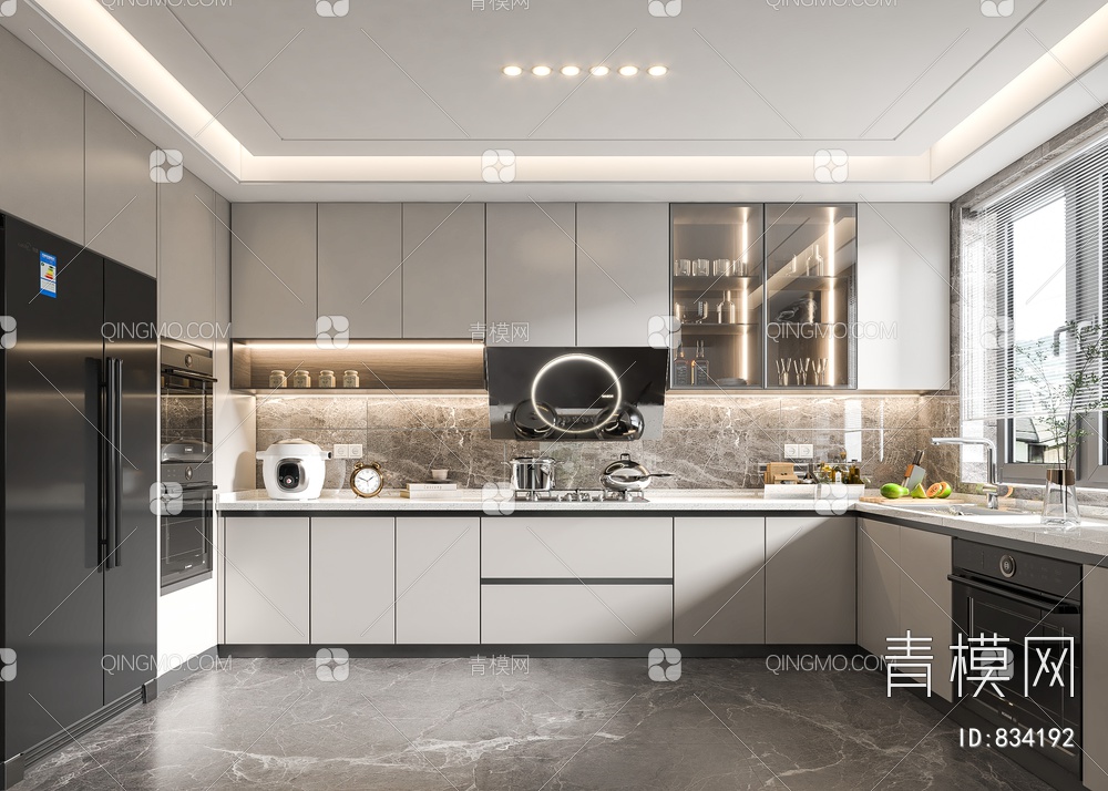 厨房，集成厨房，集成灶，厨房，厨房，橱柜3D模型下载【ID:834192】