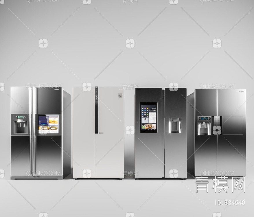 冰箱，双开冰箱3D模型下载【ID:834540】