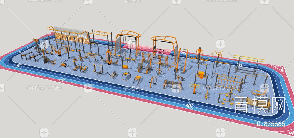 室外网红健身器械合集SU模型下载【ID:835665】