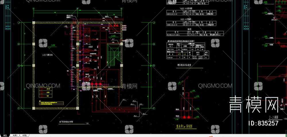 七层停车库给排水和消防图纸【ID:835257】