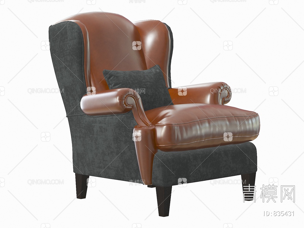 单人沙发休闲沙发休闲椅3D模型下载【ID:835431】