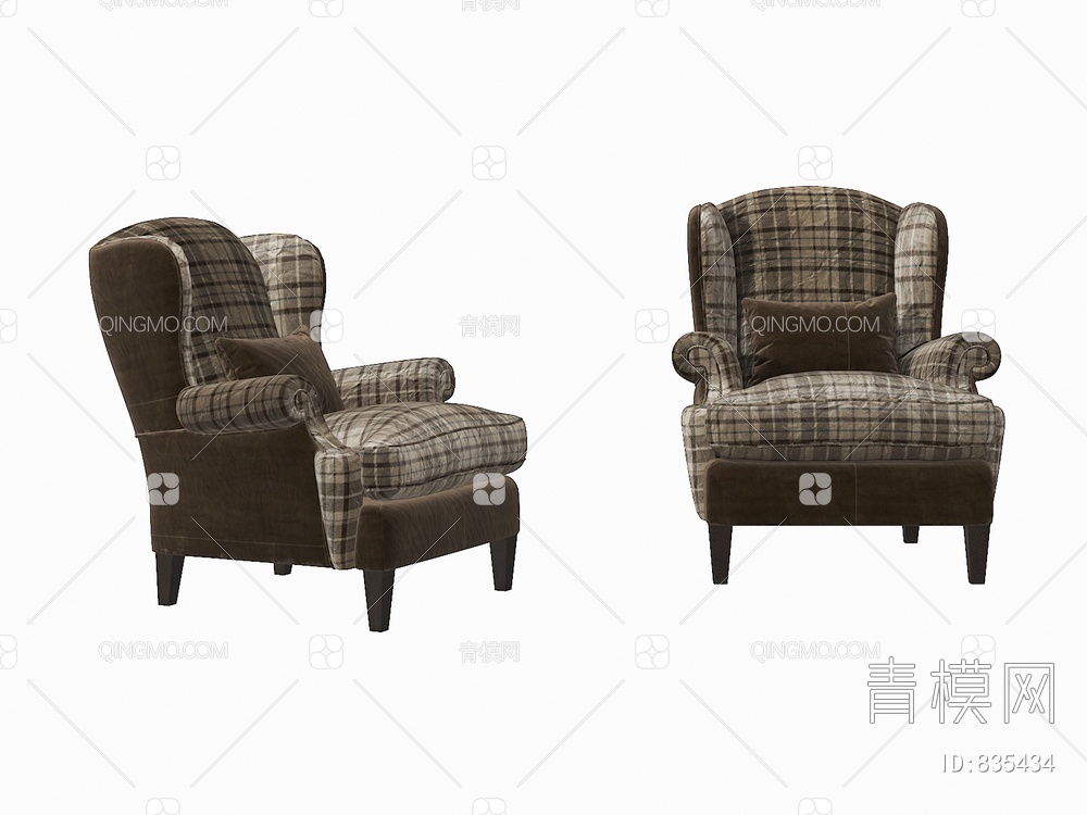 单人沙发休闲沙发休闲椅3D模型下载【ID:835434】
