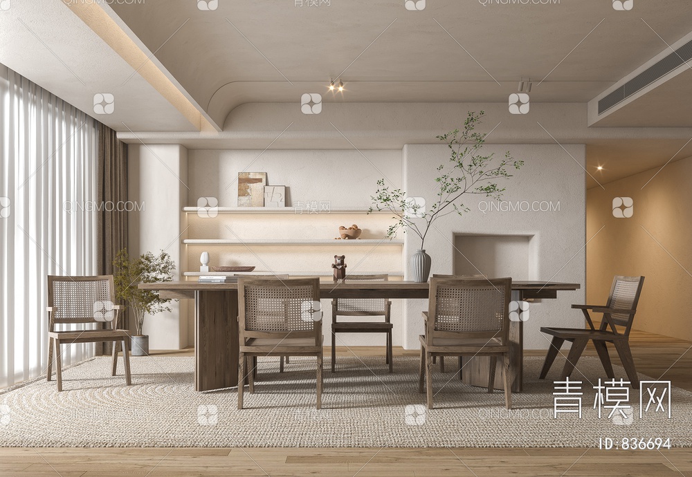 餐厅，客厅，餐桌椅，画，摆件3D模型下载【ID:836694】
