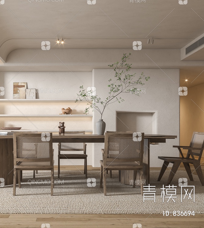餐厅，客厅，餐桌椅，画，摆件3D模型下载【ID:836694】