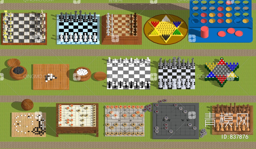 国际象棋 围棋 中国象棋SU模型下载【ID:837876】
