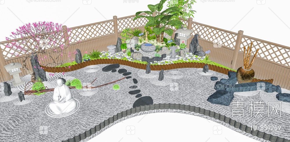 庭院花园景观SU模型下载【ID:839259】