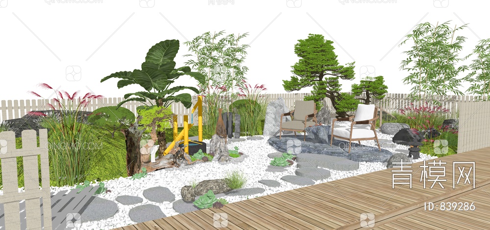庭院花园景观SU模型下载【ID:839286】