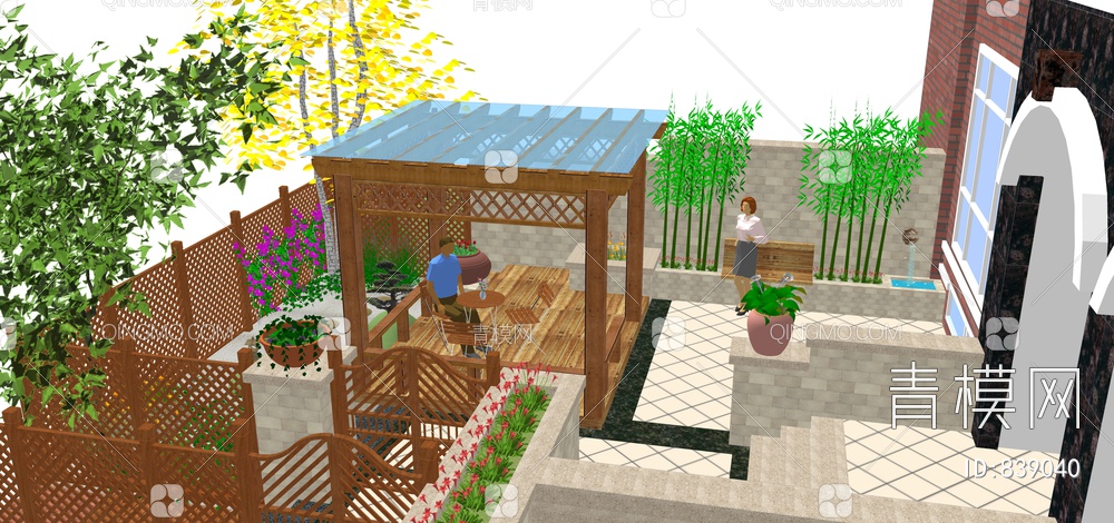 庭院景观SU模型下载【ID:839040】