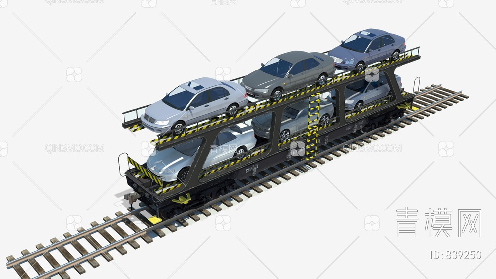 汽车及铁路轨道3D模型下载【ID:839250】