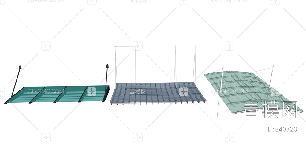 户外车棚、自行车棚 雨棚  遮阳棚SU模型下载【ID:840720】