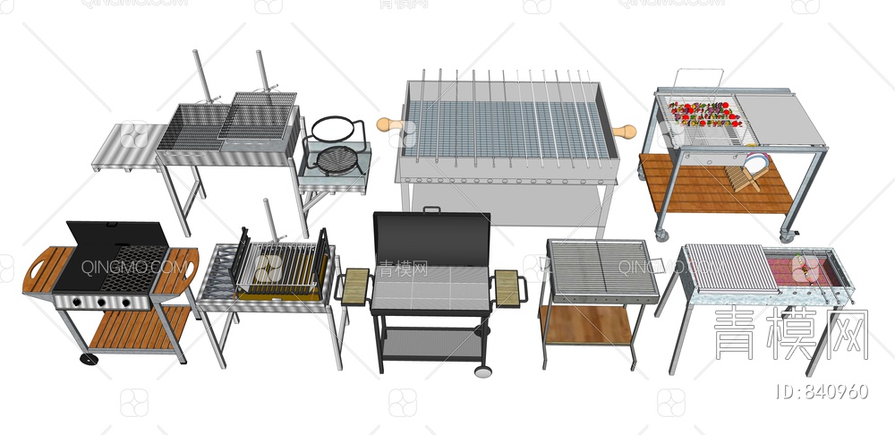 户外烧烤架 室外烧烤台SU模型下载【ID:840960】