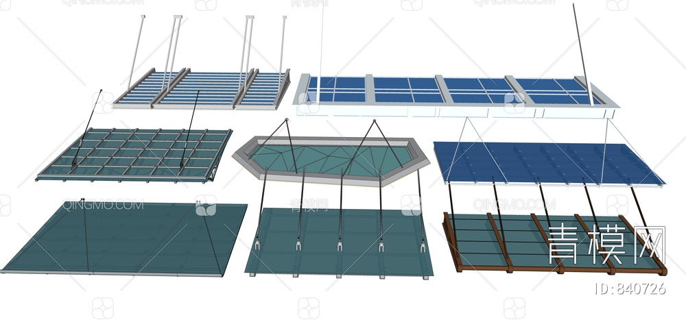 户外车棚、自行车棚 雨棚  遮阳棚SU模型下载【ID:840726】