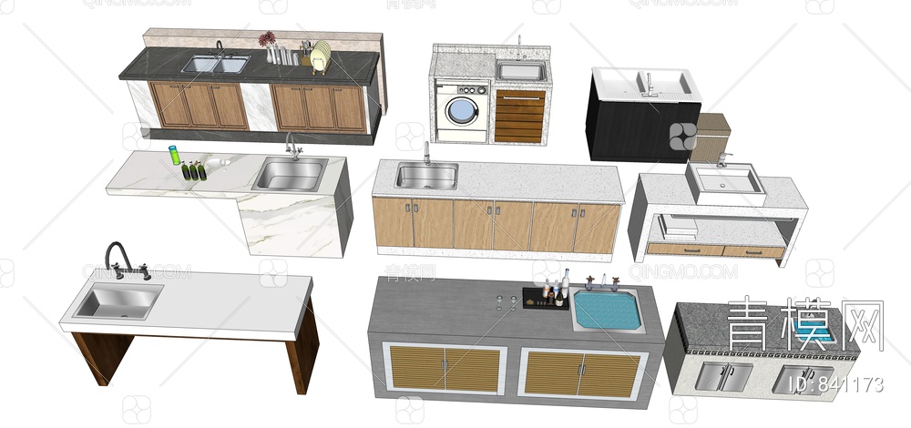庭院户外洗手池、洗手台SU模型下载【ID:841173】