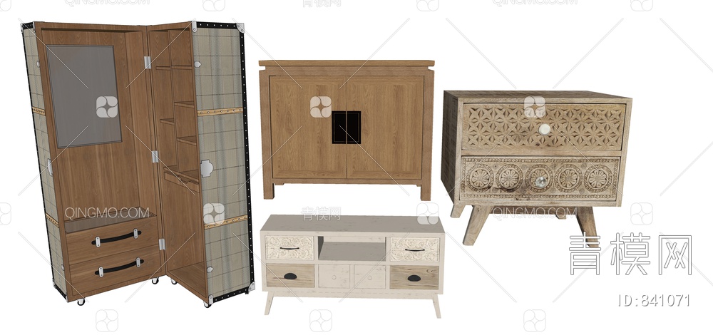 室内特色木柜、柜子SU模型下载【ID:841071】