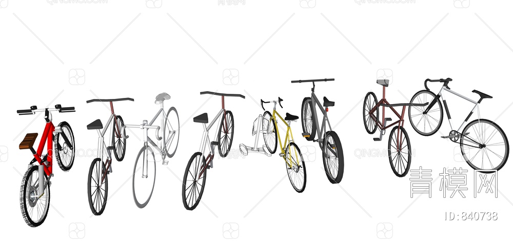 自行车 山地车 共享单车SU模型下载【ID:840738】